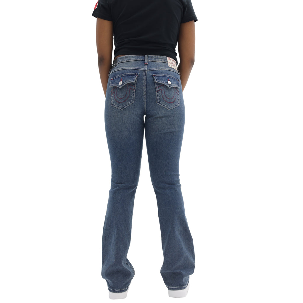 TRUE RELIGION BECCA SN MR FLAP BOOTCUT MEDIUM BONECHILL WASH