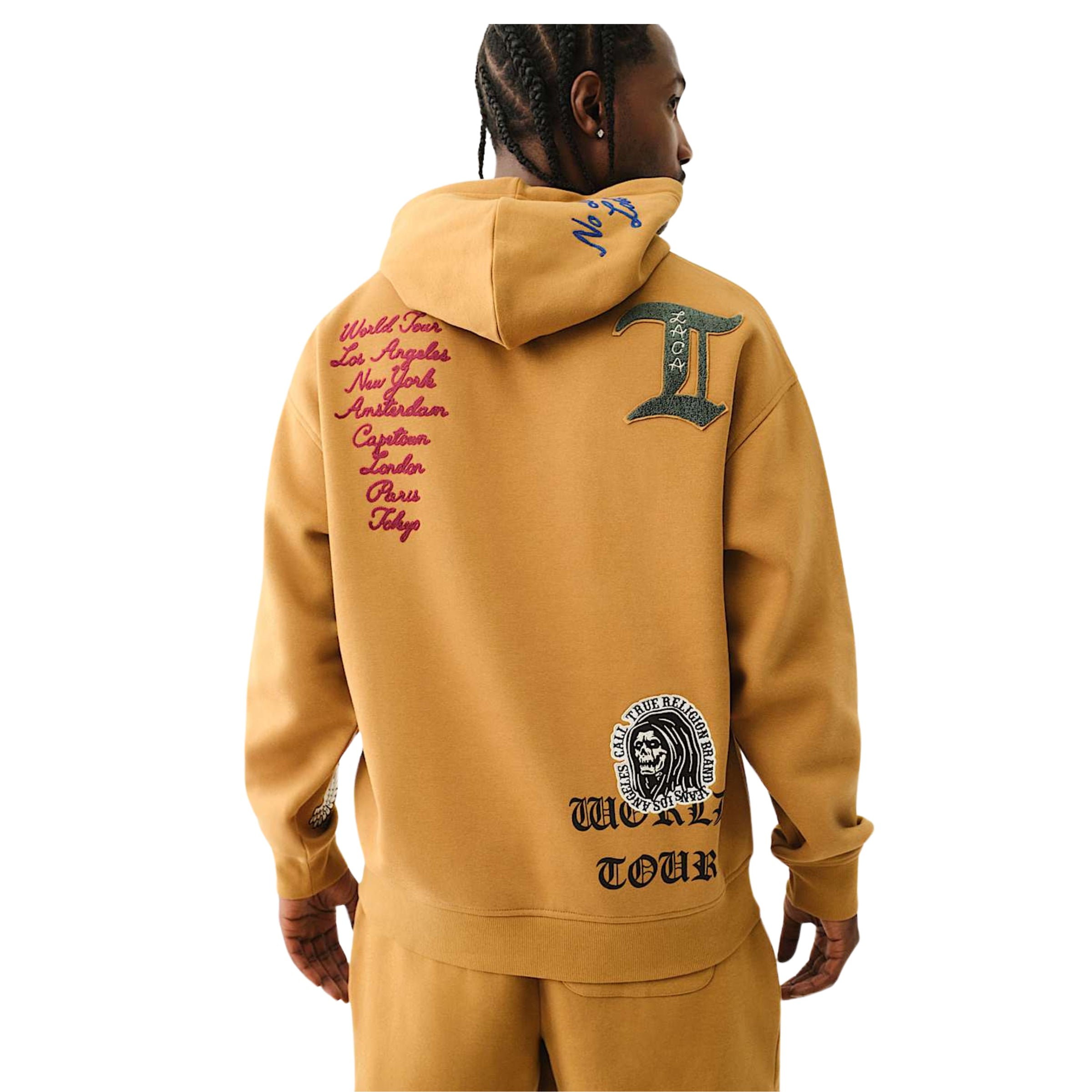 TRUE RELIGION SWEATER PATCH EMBRO HOODIE CARAMEL