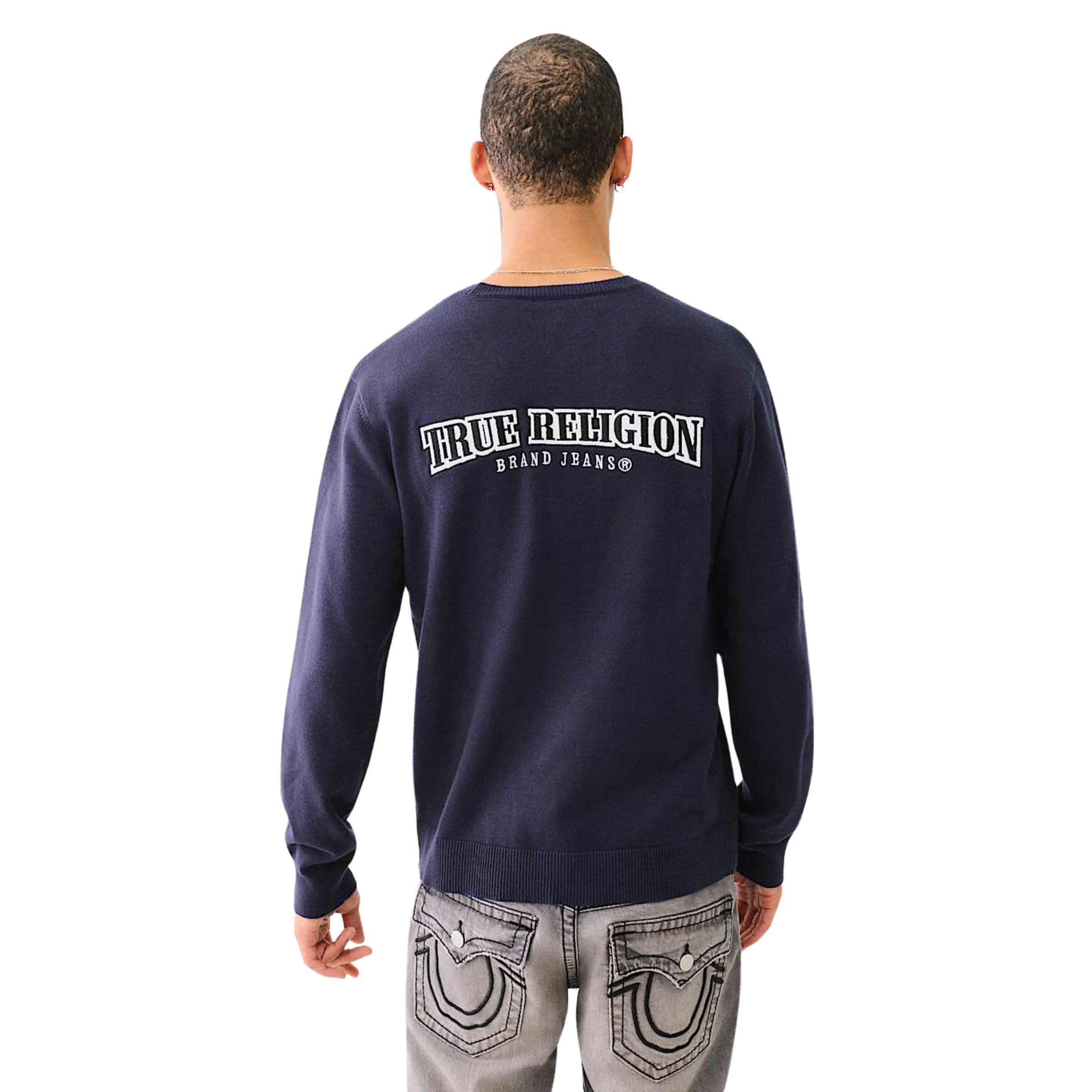 TRUE RELIGION SWEATERS SRS CREWNECK SWEATER DRESS BLUE