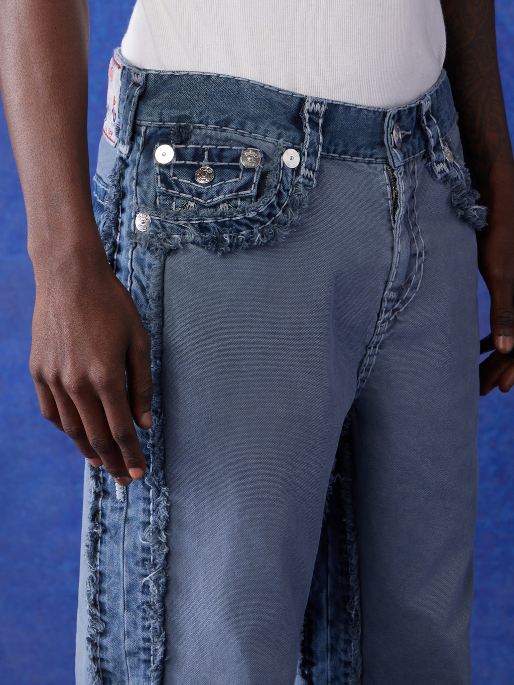 True Religion Bluxtr Jeans Wide Leg Azul Pigment Wash