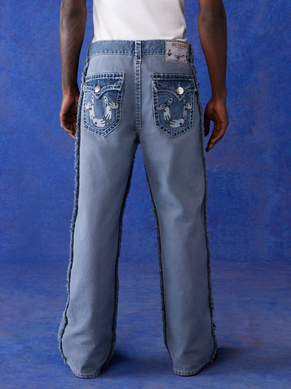 True Religion Bluxtr Jeans Wide Leg Azul Pigment Wash