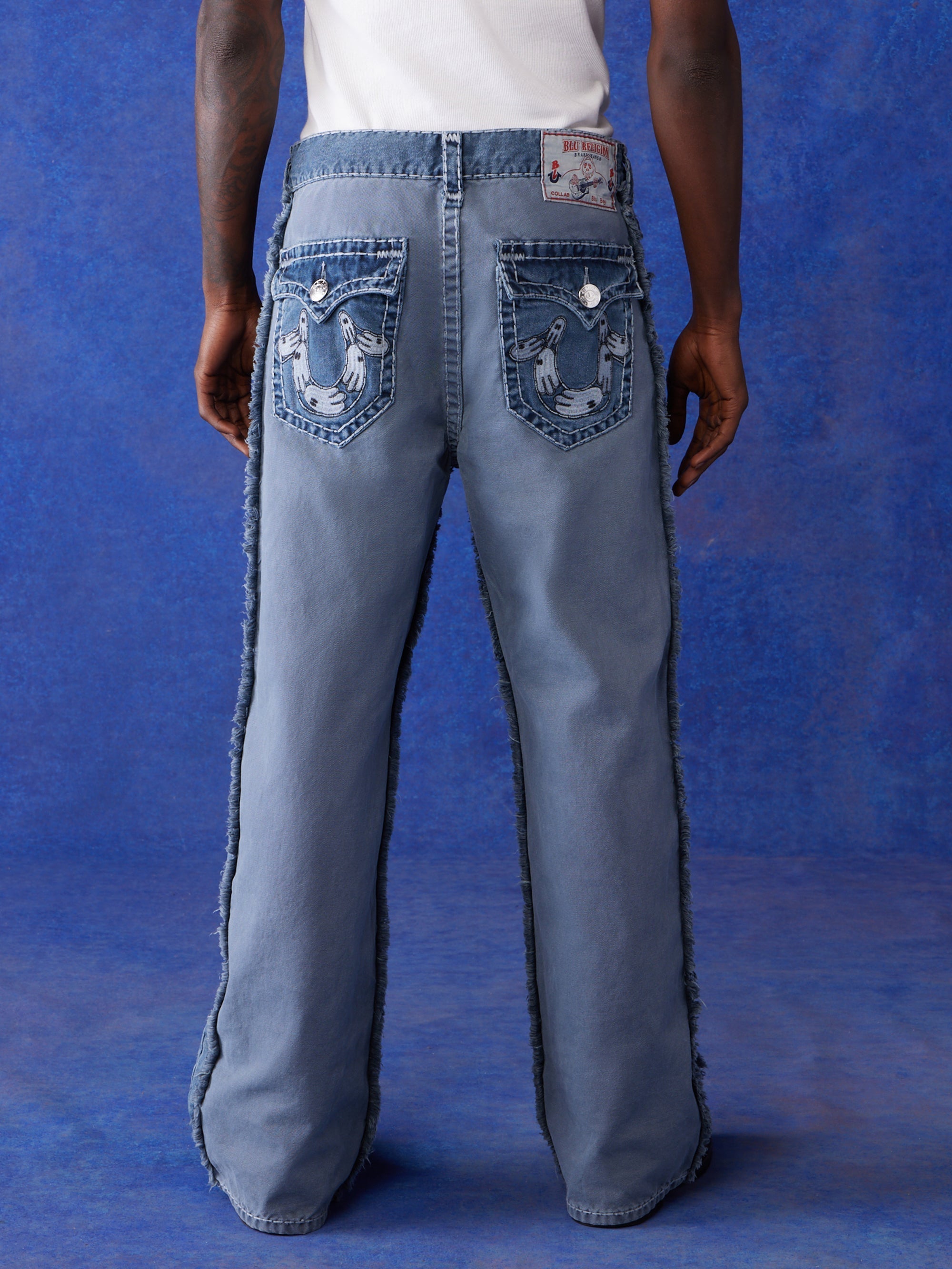 True Religion Bluxtr Jeans Wide Leg Azul Pigment Wash