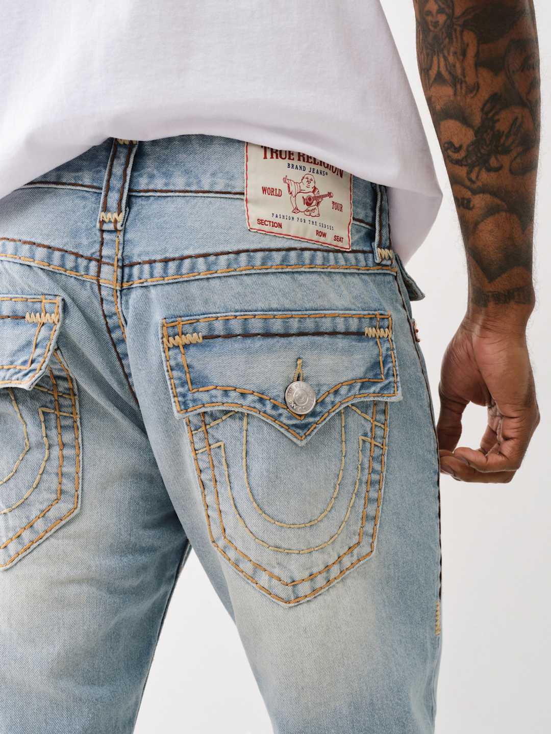 True Religion Joey Jeans Super T Flap Twisted Nihal Light Wash