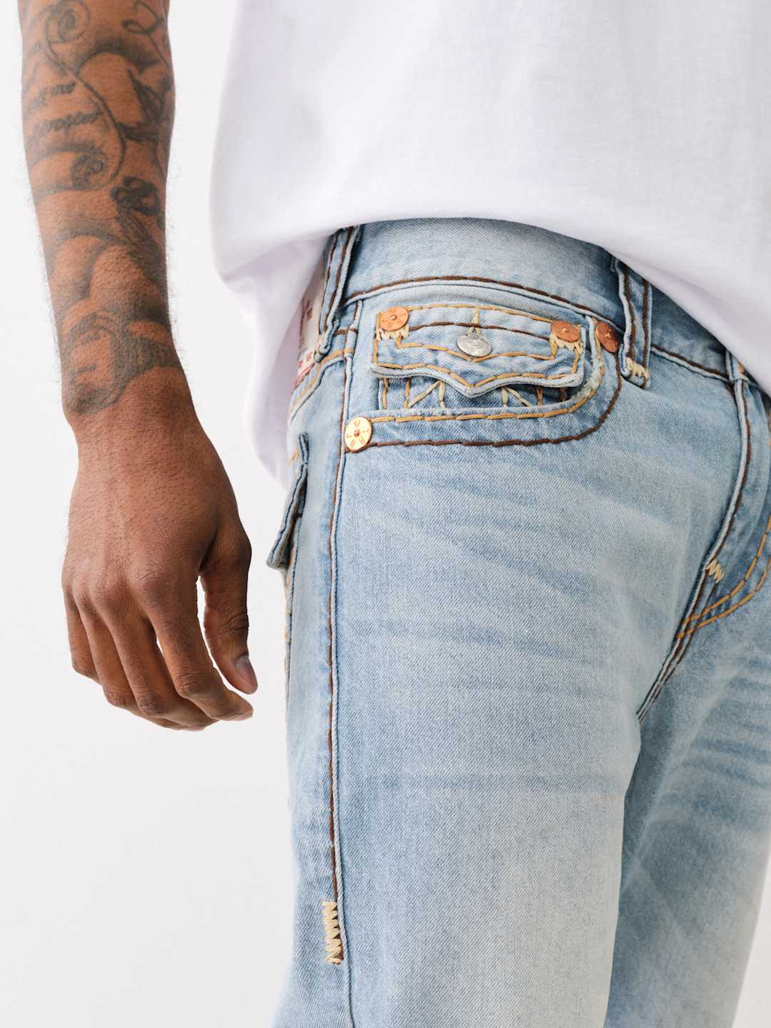 True Religion Joey Jeans Super T Flap Twisted Nihal Light Wash