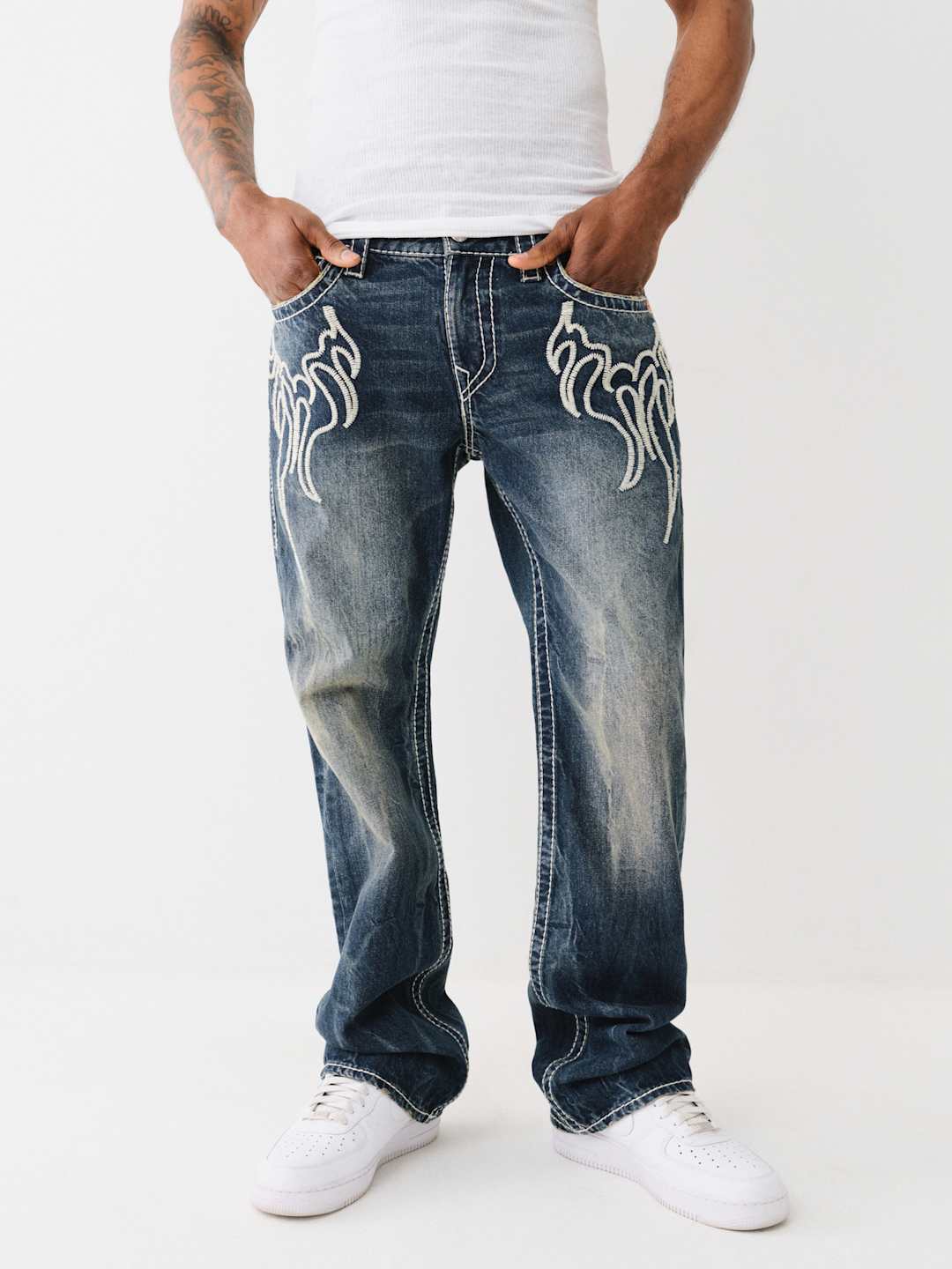 True Religion Billy Jeans Flame Jingled Dark Wash