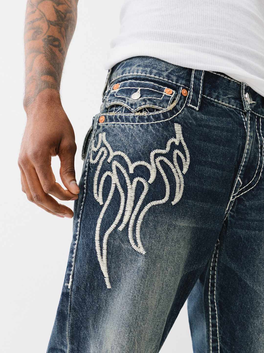True Religion Billy Jeans Flame Jingled Dark Wash