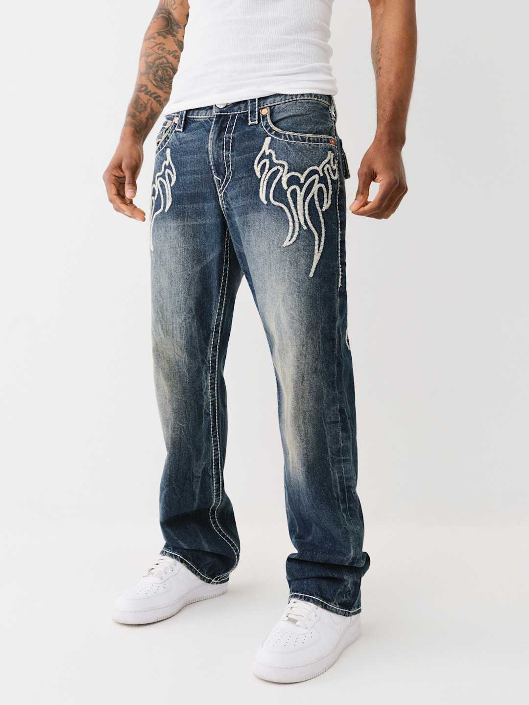 True Religion Billy Jeans Flame Jingled Dark Wash
