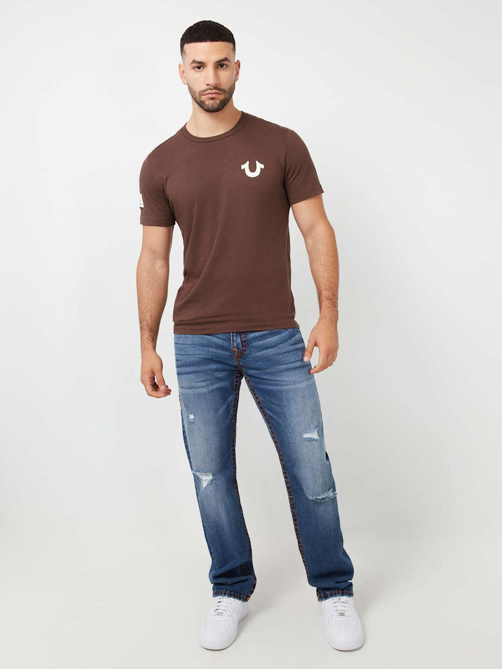 True Religion Ricky Jeans Super T Heathland Rips Medium Wash