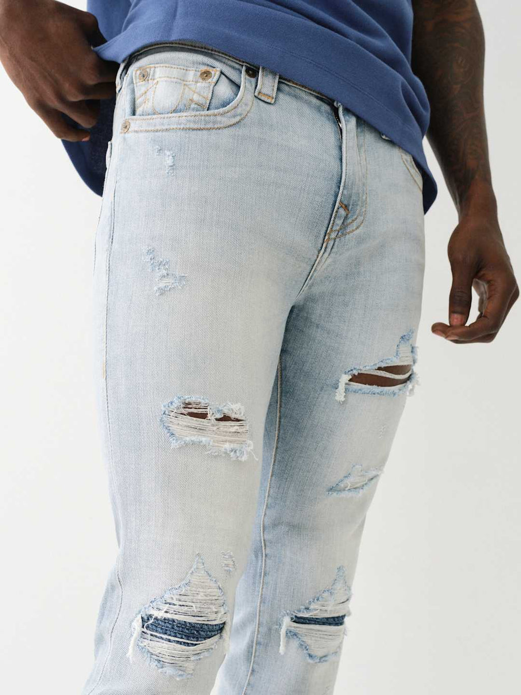 True Religion Whitley Avenue Jeans Ultra Skinny Rip Blue