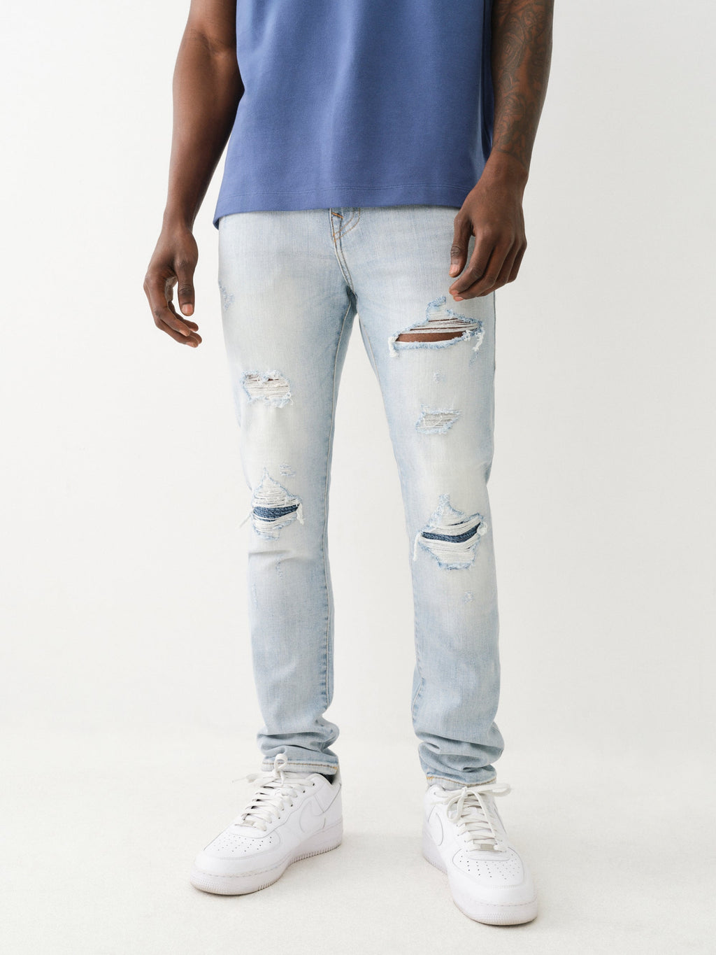 True Religion Whitley Avenue Jeans Ultra Skinny Rip Blue