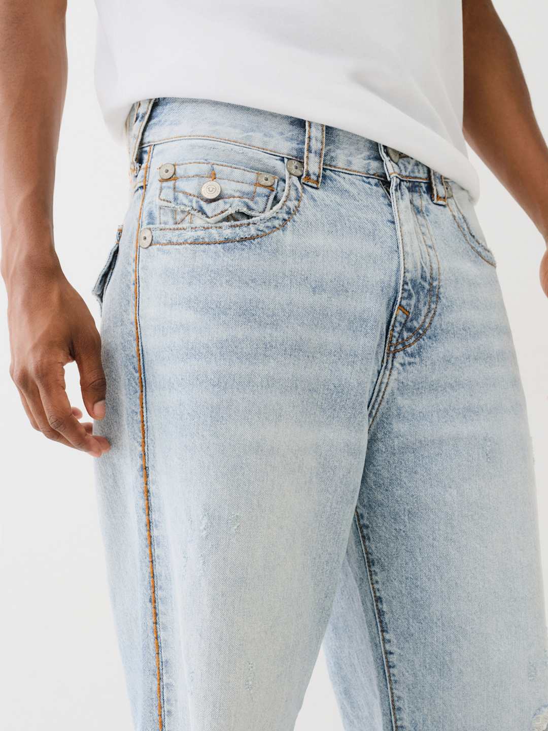 True Religion Vinny Jeans Sideseam Gene Rips Light Wash