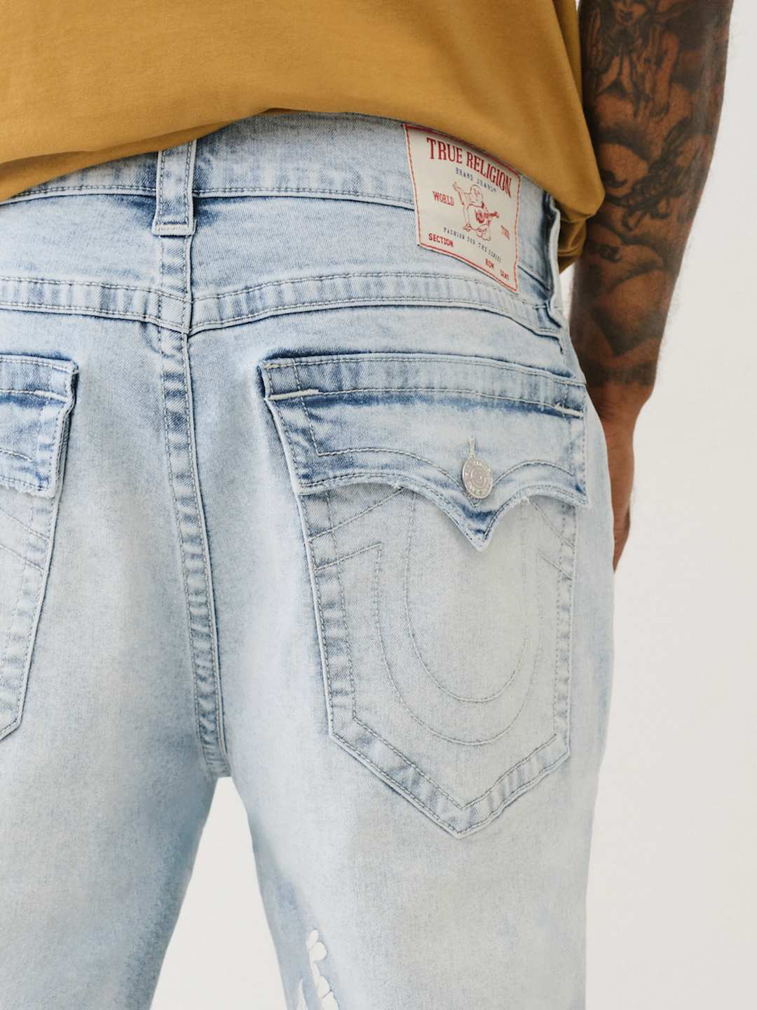 True Religion Bobby Jeans Flap Puff Print Light Wash