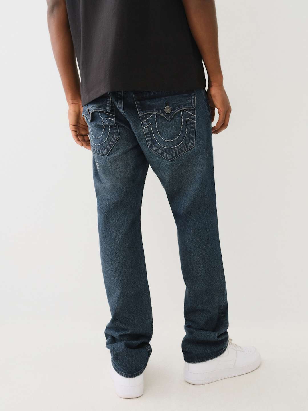 True Religion Rick Flap Jeans Sashiko Draco Dark Wash