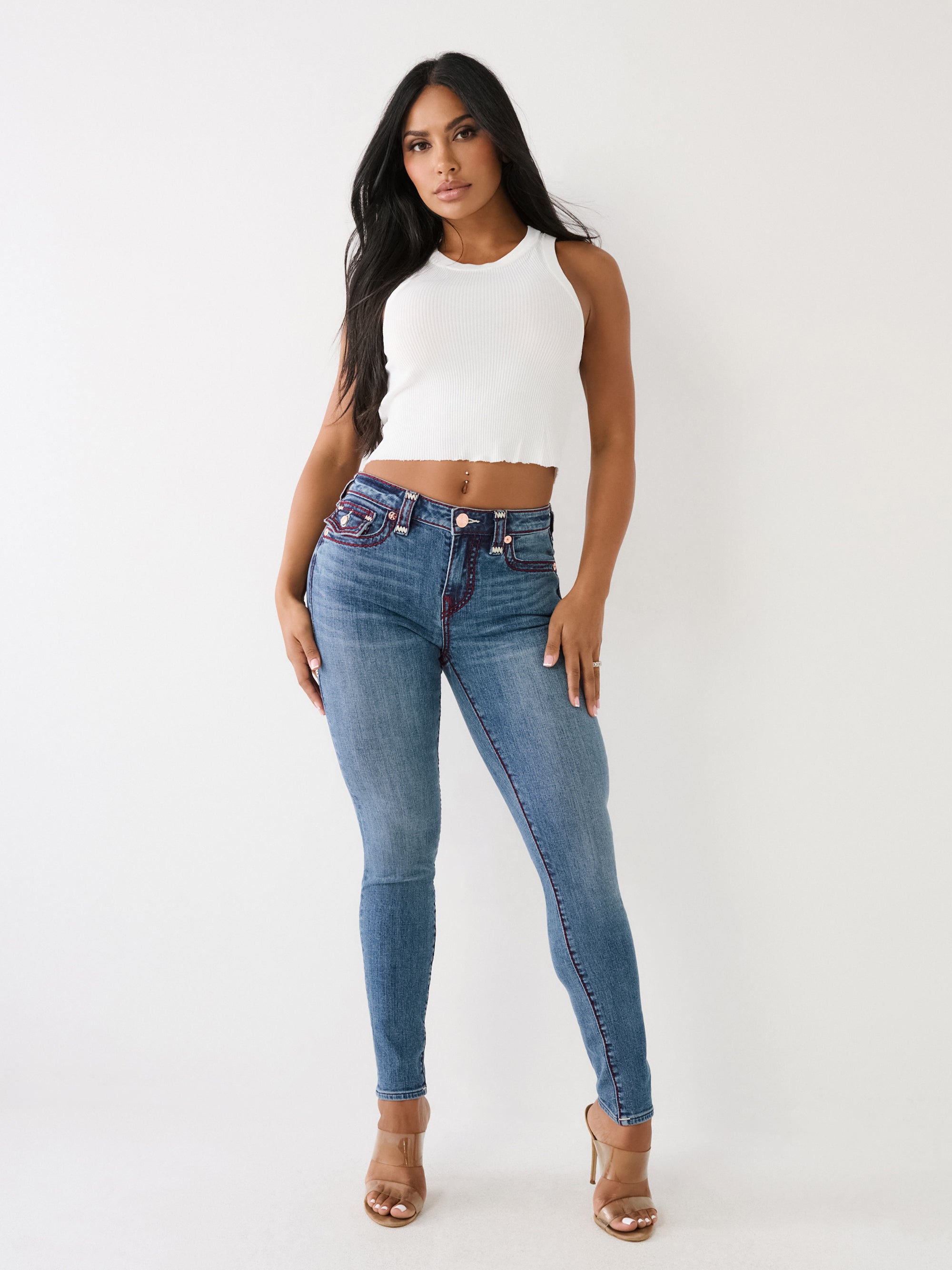 True Religion Jennie Jeans Skinny Flap Marbella