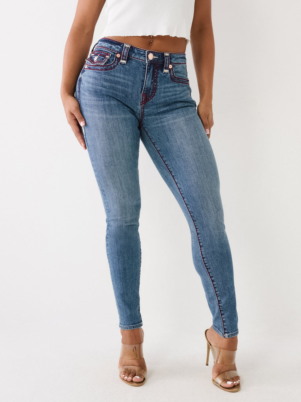 True Religion Jennie Jeans Skinny Flap Marbella