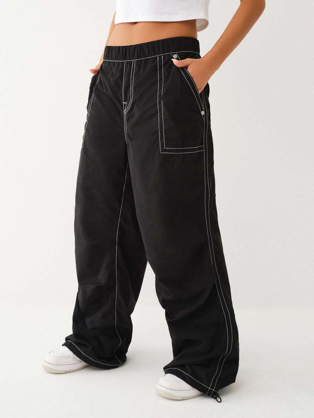 True Religion Parachute Pants Ladies Black