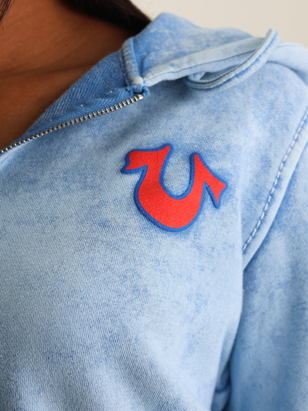 True Religion Wash Shrunken Zip Hoodie Big T Pacific Coast