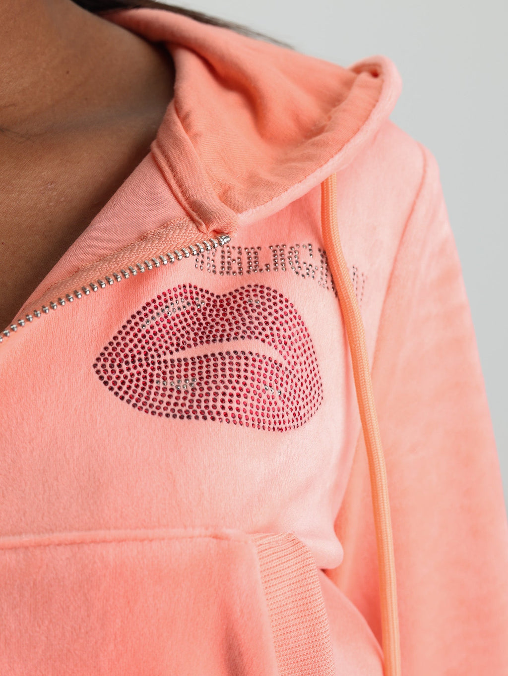 True Religion Crystl Lips Shrunken Hoodie Desert Flower