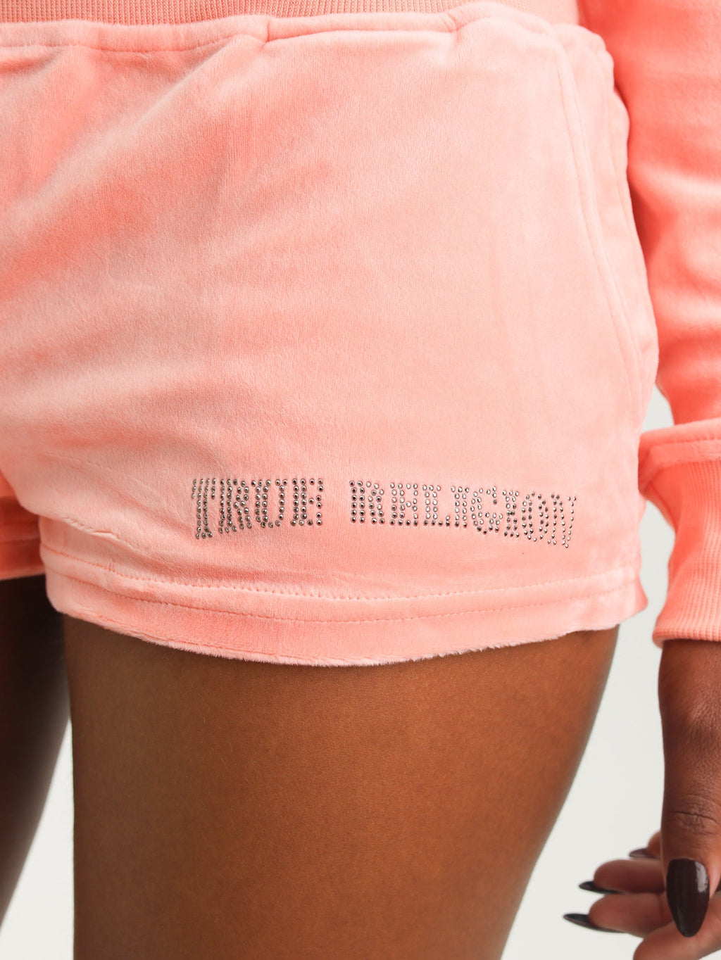 True Religion Crystal Lips Velour Hot Shorts Desert Flower
