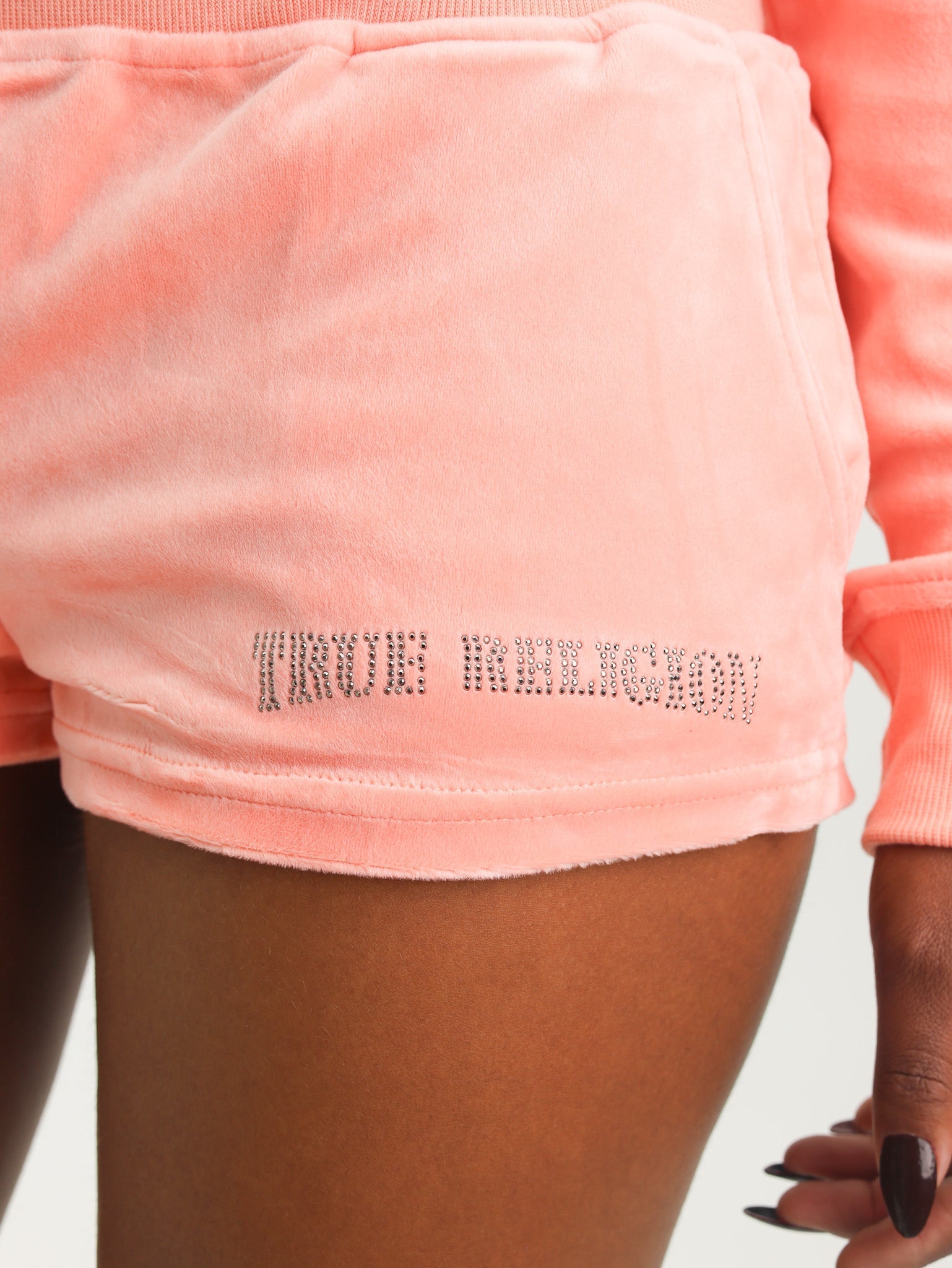 True Religion Crystal Lips Velour Hot Shorts Desert Flower