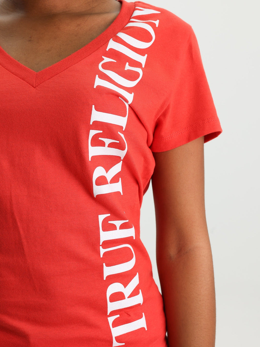 True Religion Vertical Tr V Nk Tee Poppy Red
