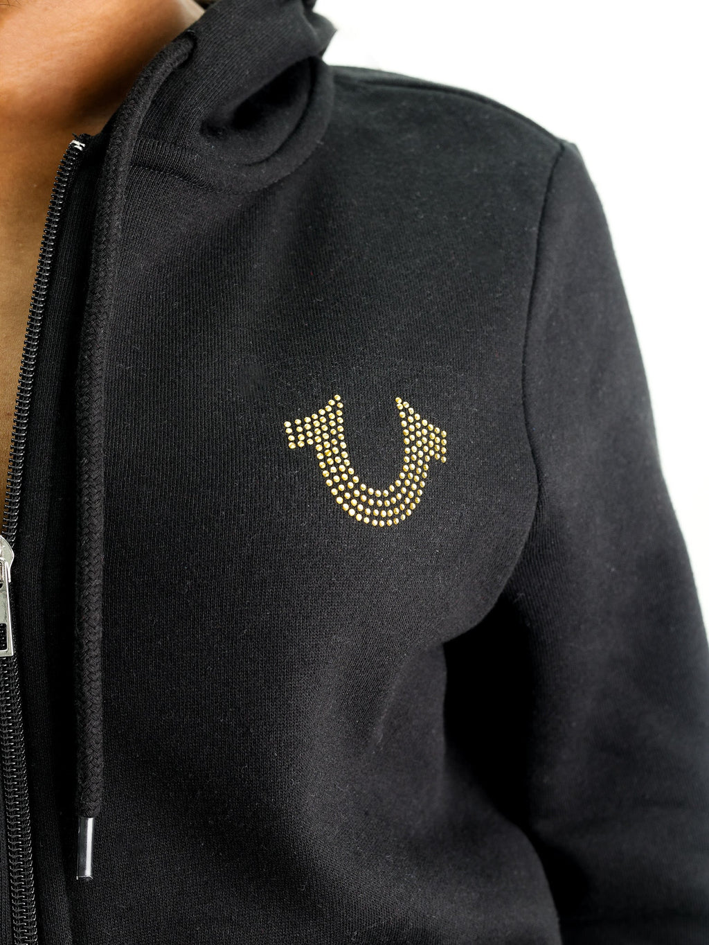 True Religion Arch Hs Glitter Zip Hoodie Jet Black