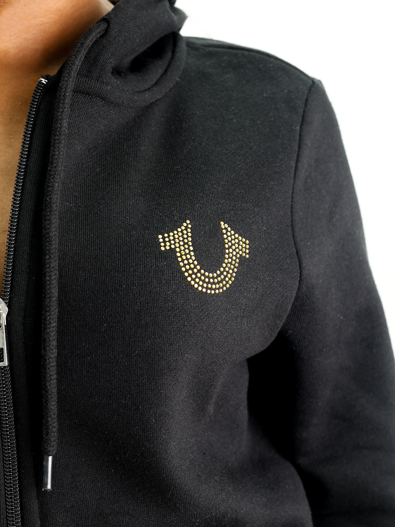 True Religion Arch Hs Glitter Zip Hoodie Jet Black