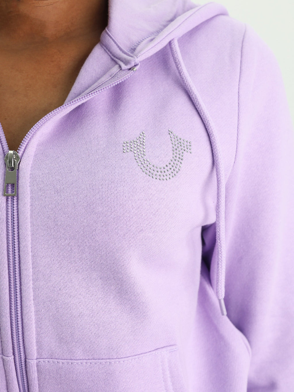True Religion Arch Hs Glitter Zip Hoodie Lavendula