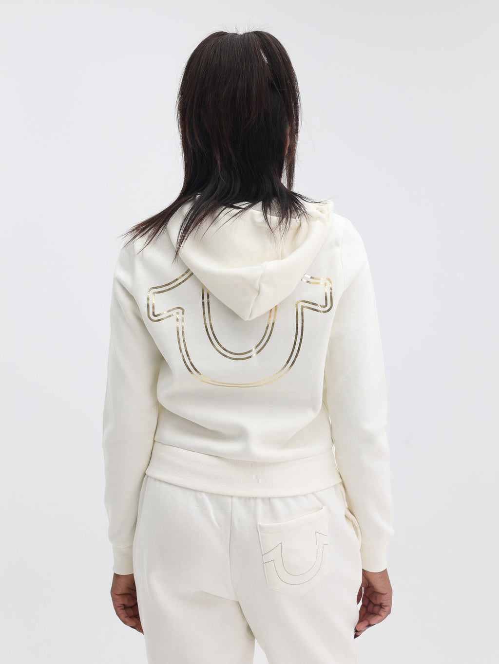 True Religion Hs Script Zip Hoodie Winter White