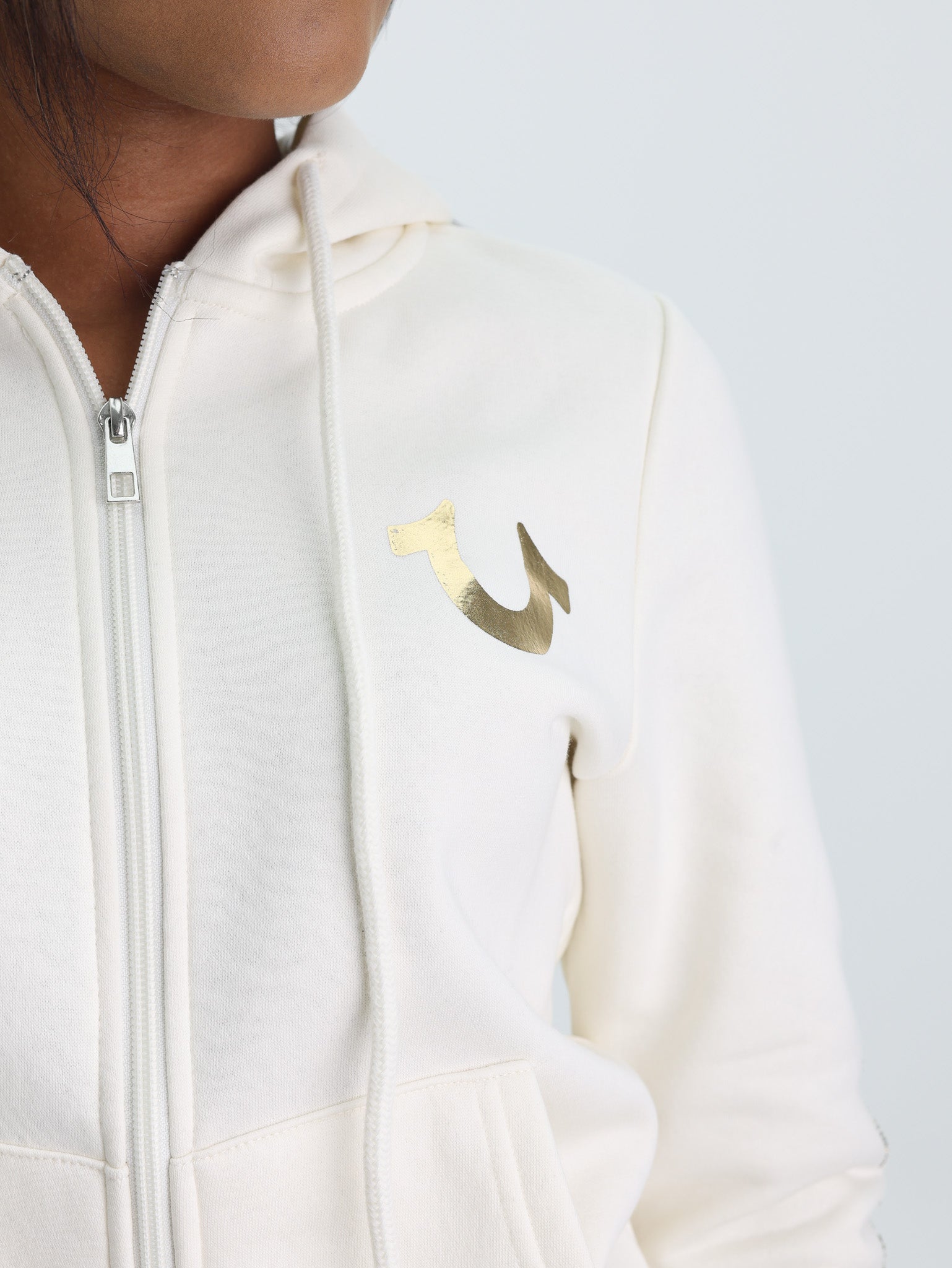 True Religion Hs Script Zip Hoodie Winter White