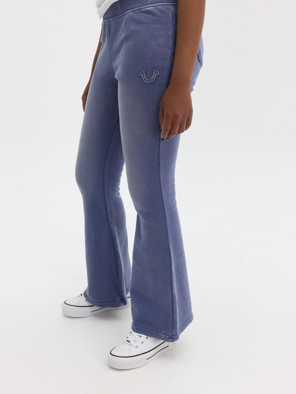 True Religion Washed Lr Paneled Flared Pants Grey Blue