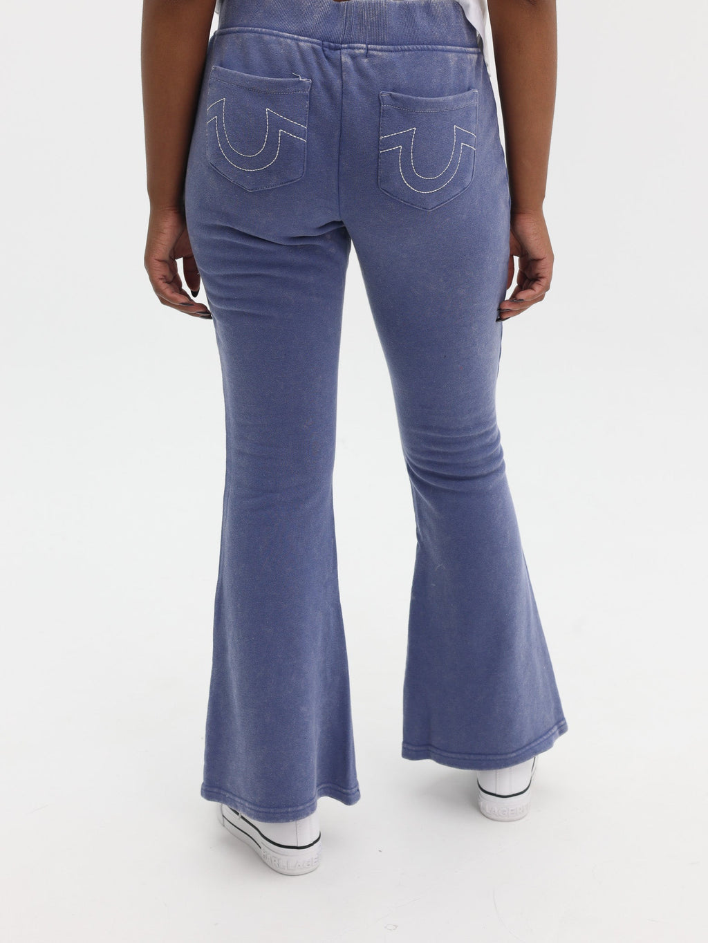 True Religion Washed Lr Paneled Flared Pants Grey Blue