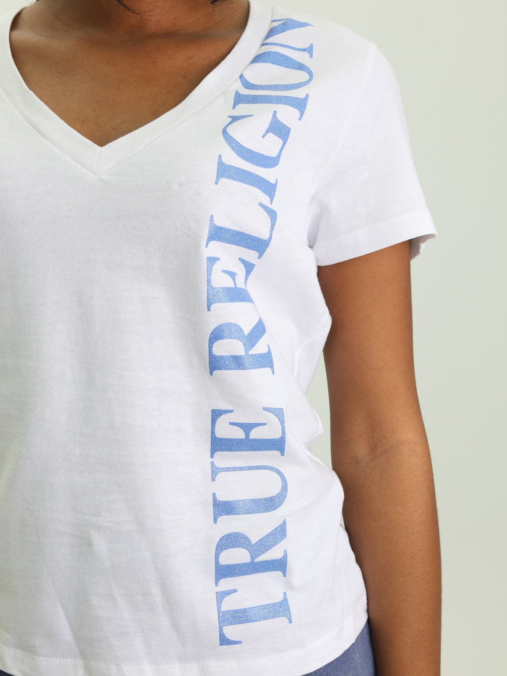 True Religion Vertical Tr V Nk Tee White