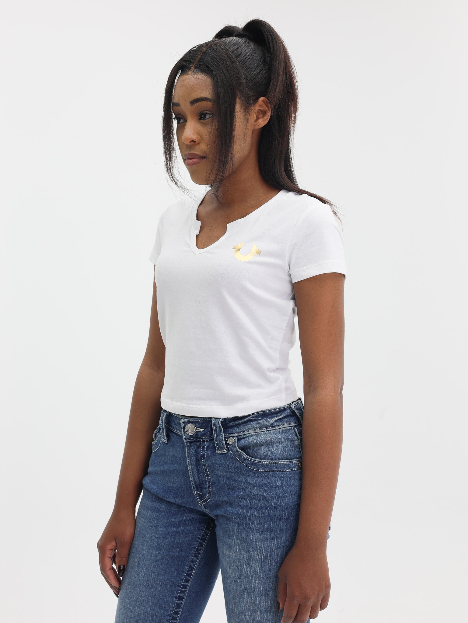 True Religion Diamond Hd Vneck Tee White