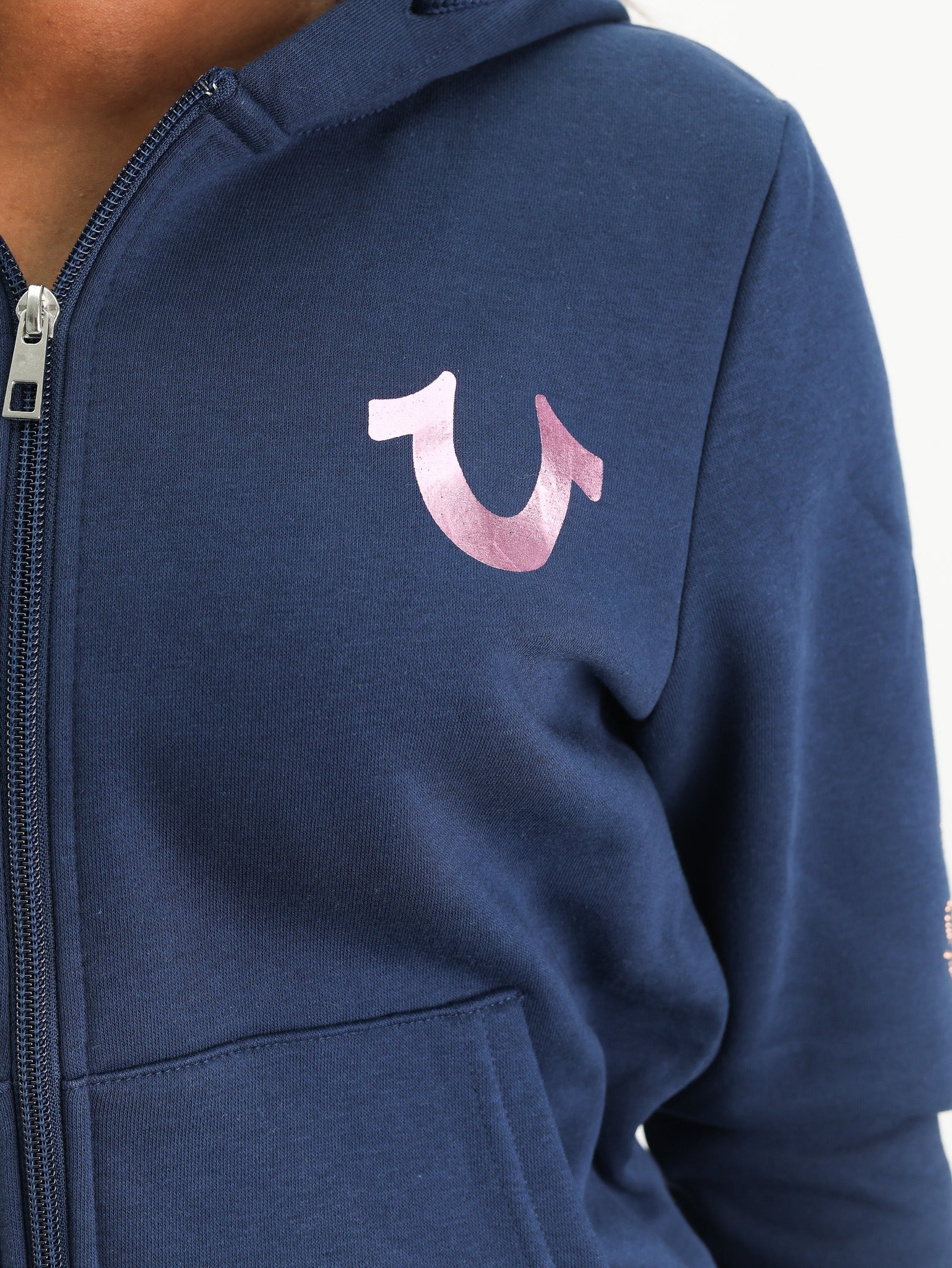 True Religion Hs Script Zip Hoodie Dress Blue