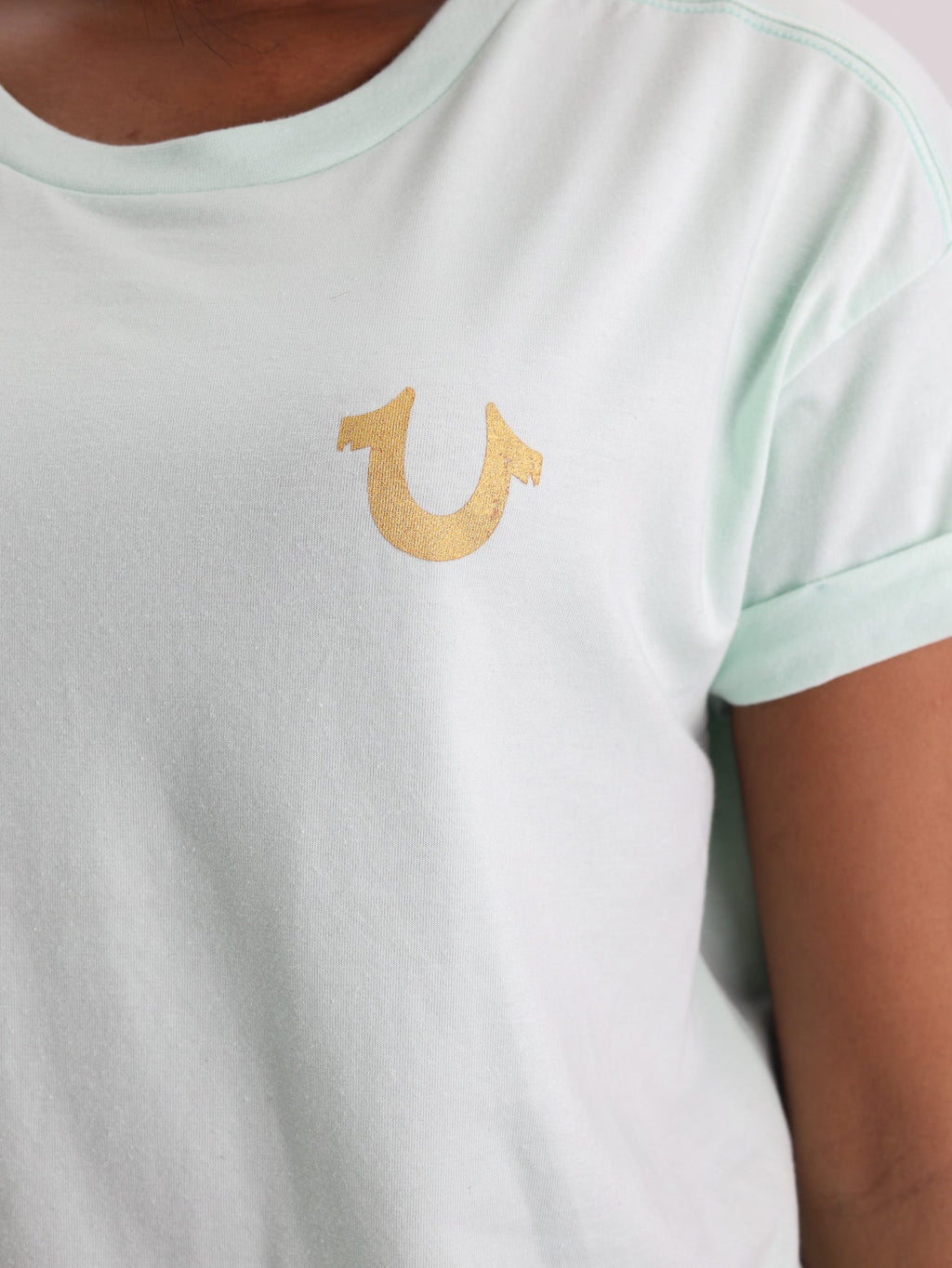 True Religion Retro Cuff Tee Misty Jade