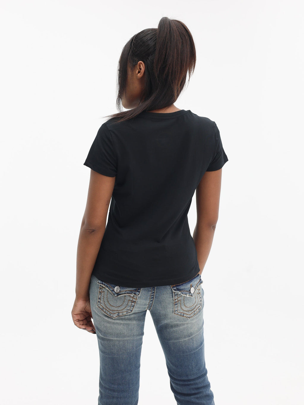 True Religion Crystal Hs Tee Jet Black