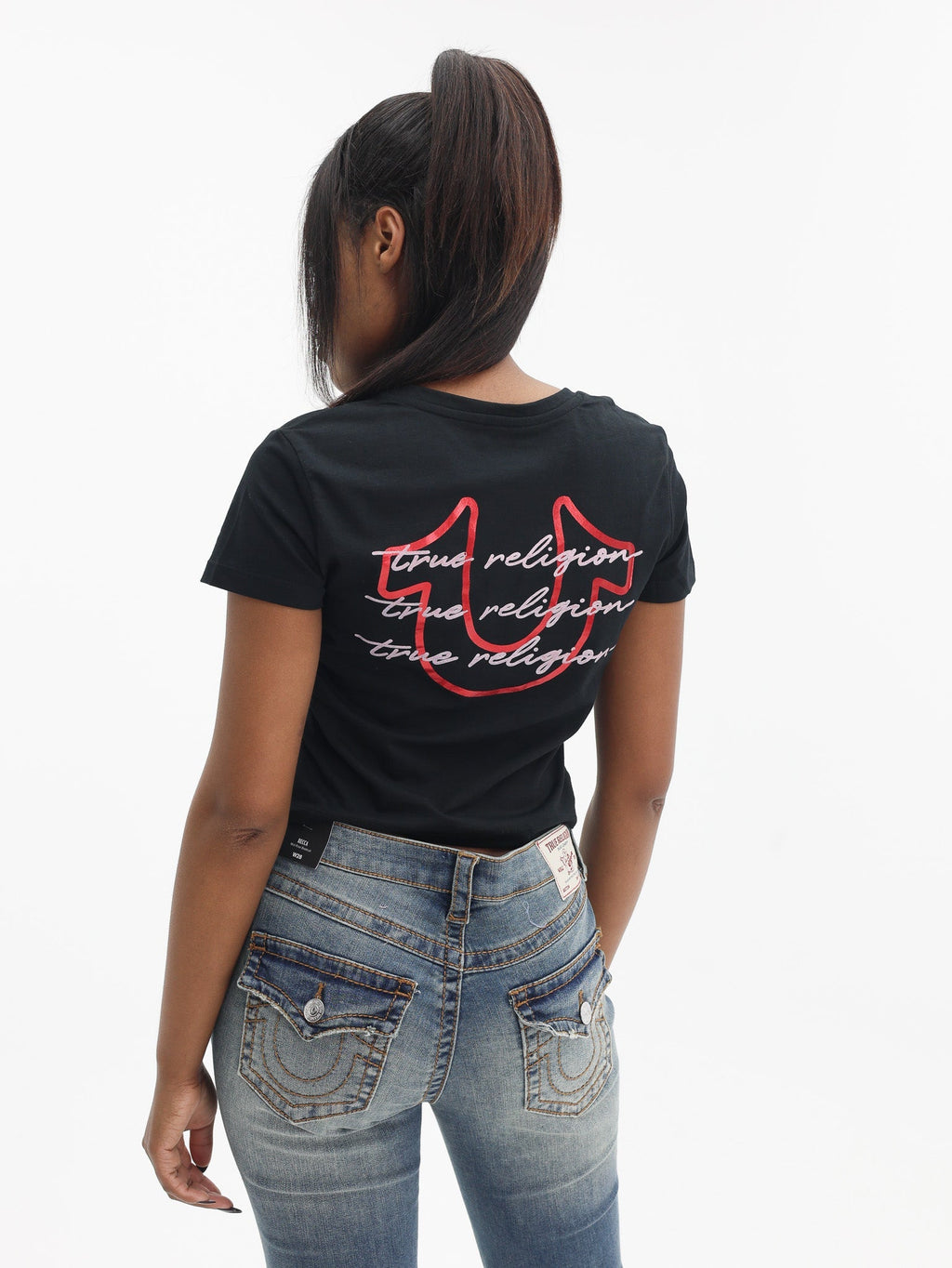 True Religion Tri Script Baby Tee Black