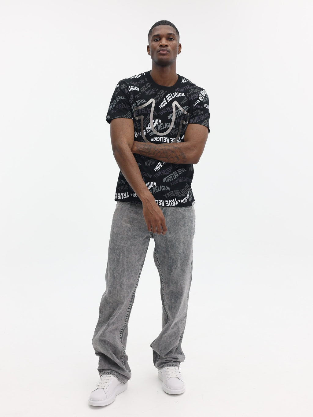 True Religion Wavy Aop Tee Jet Black