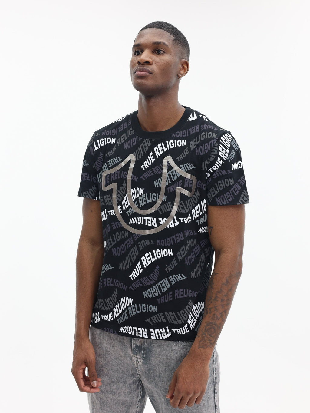 True Religion Wavy Aop Tee Jet Black