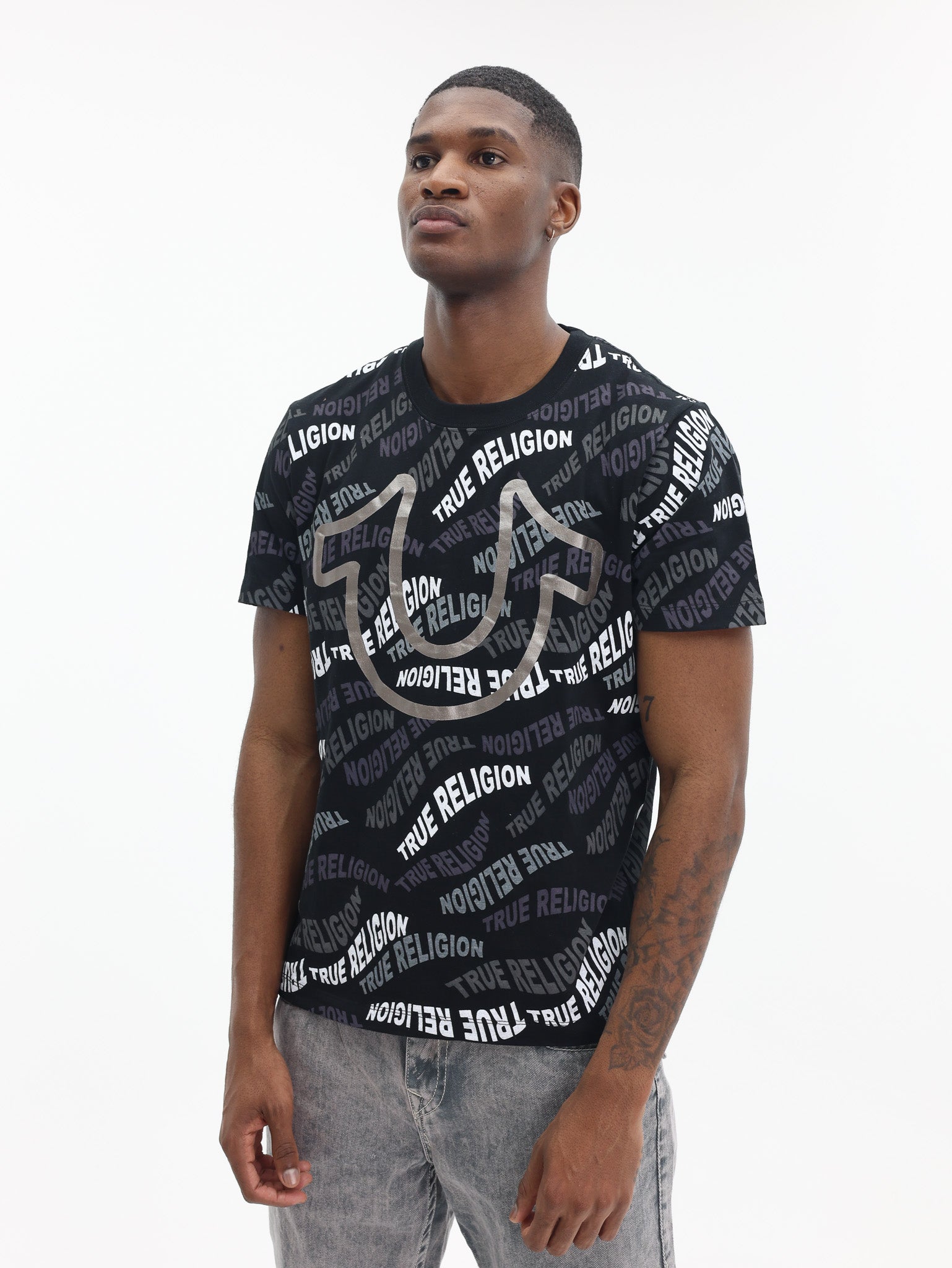 True Religion Wavy Aop Tee Jet Black
