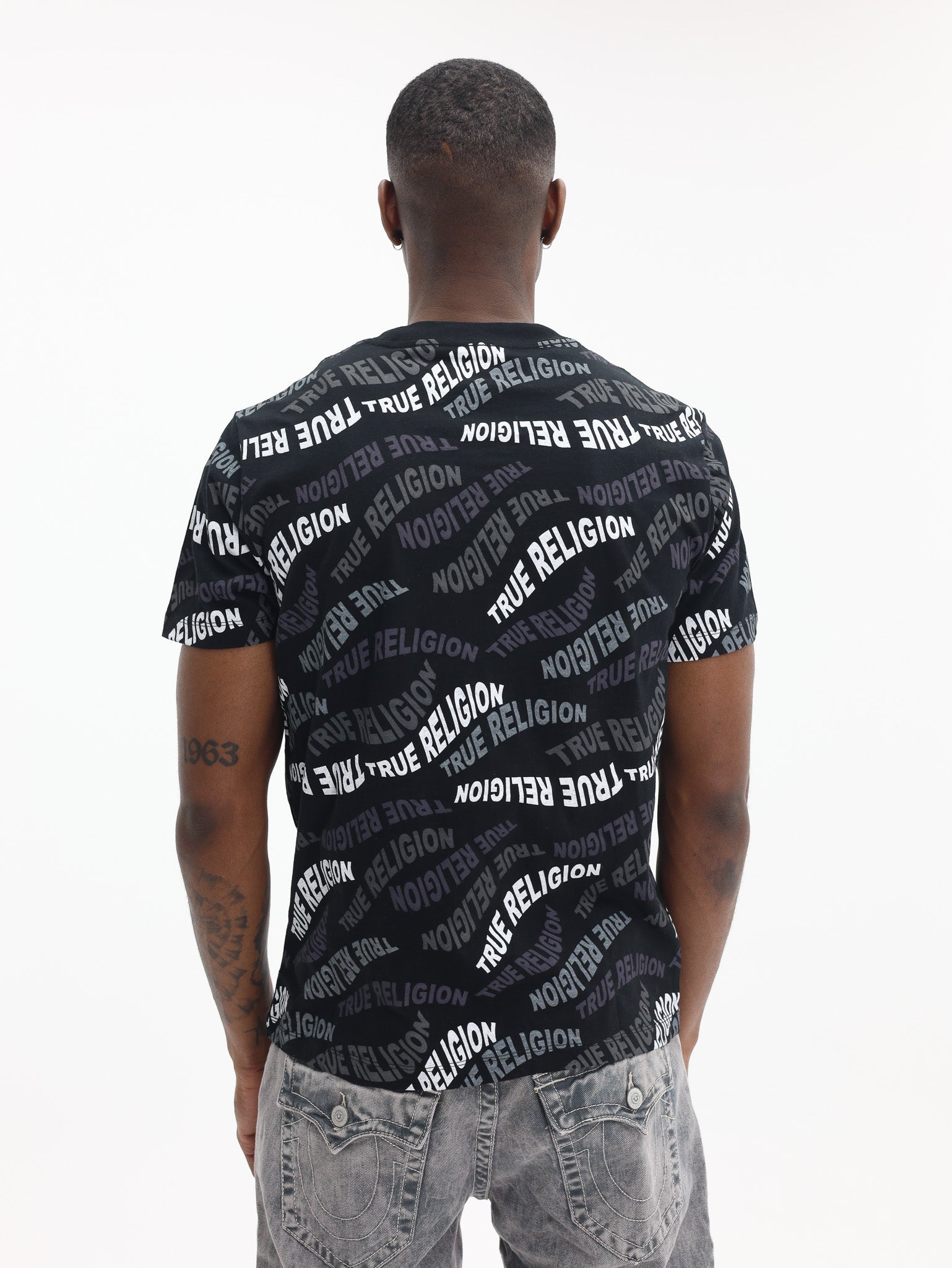 True Religion Wavy Aop Tee Jet Black