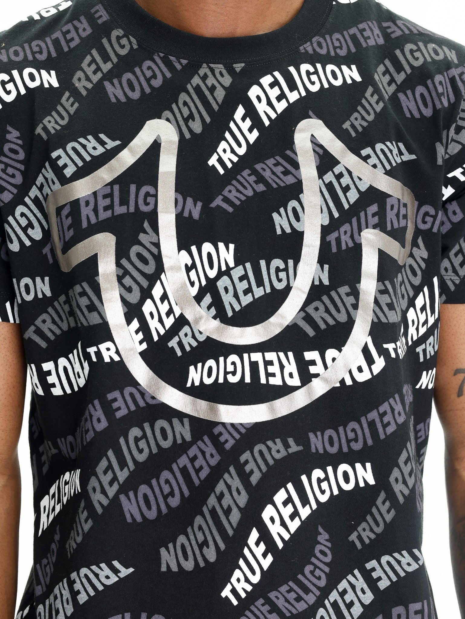 True Religion Wavy Aop Tee Jet Black