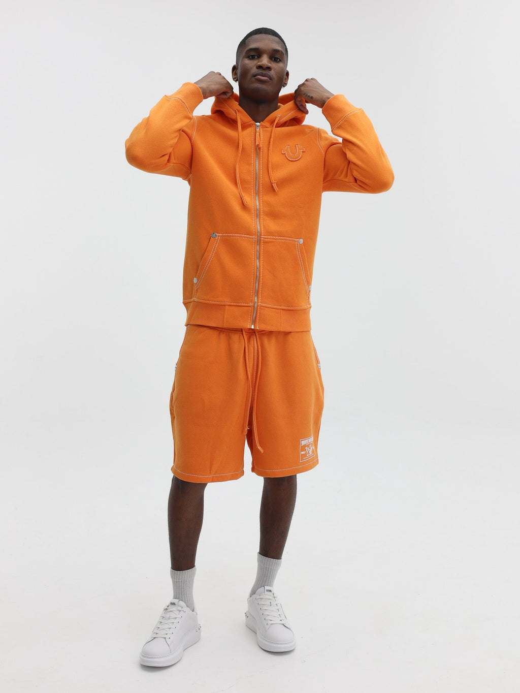 True Religion Big T Zip Up Hoodie Orange Ochre