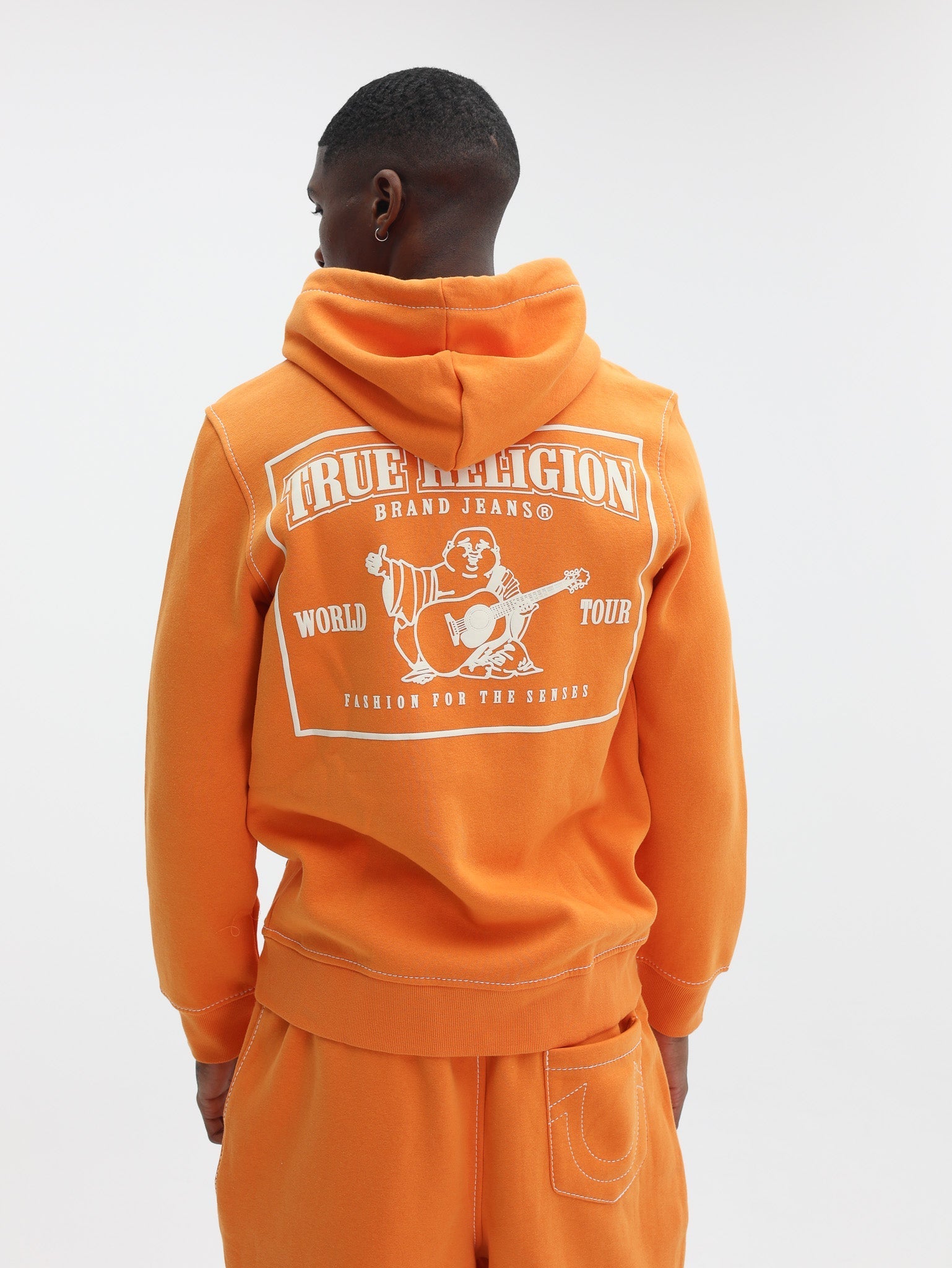 True Religion Big T Zip Up Hoodie Orange Ochre