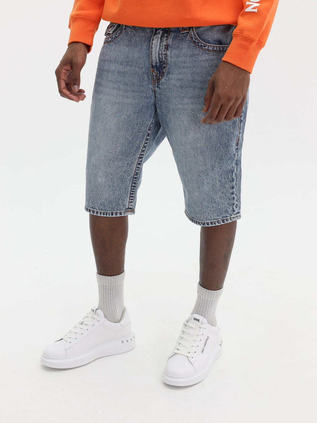 True Religion Ricky Sn Flap Short Blue Cascade Medium Wash