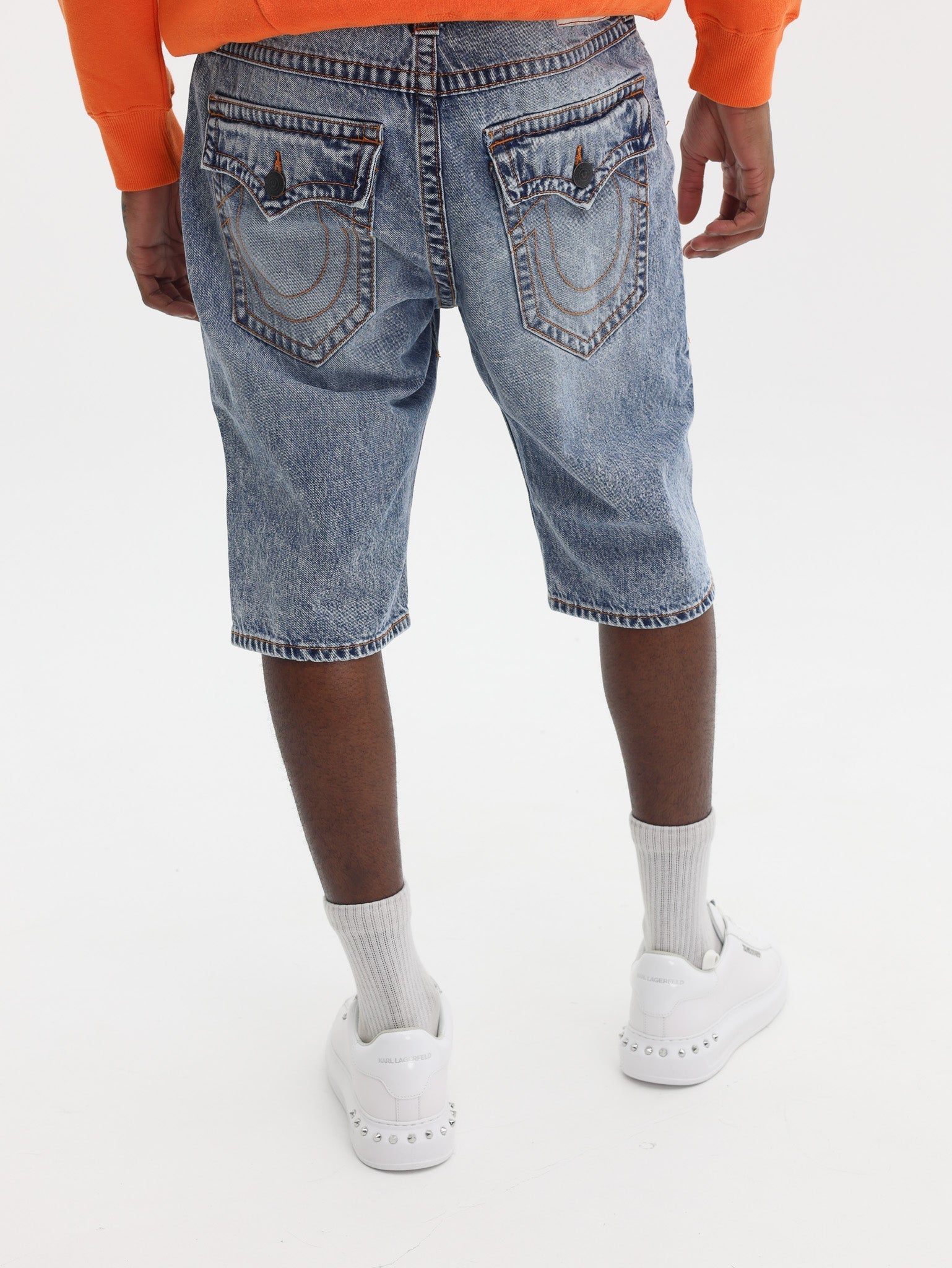 True Religion Ricky Sn Flap Short Blue Cascade Medium Wash