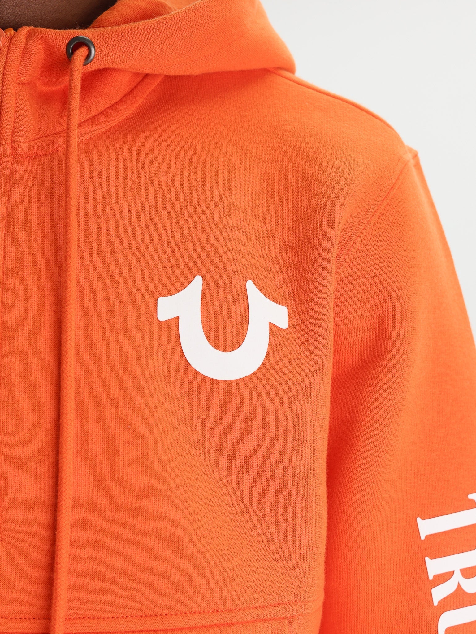 True Religion Fleece Pullover Anorak Mandarin Orange