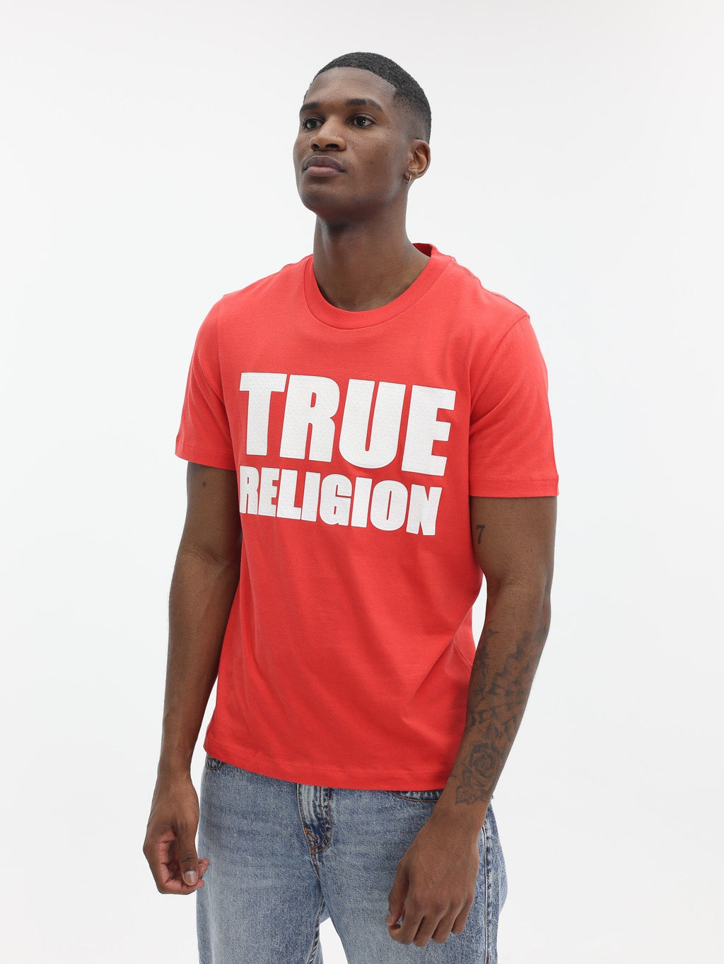 True Religion High Low Hd Tee Poppy Red