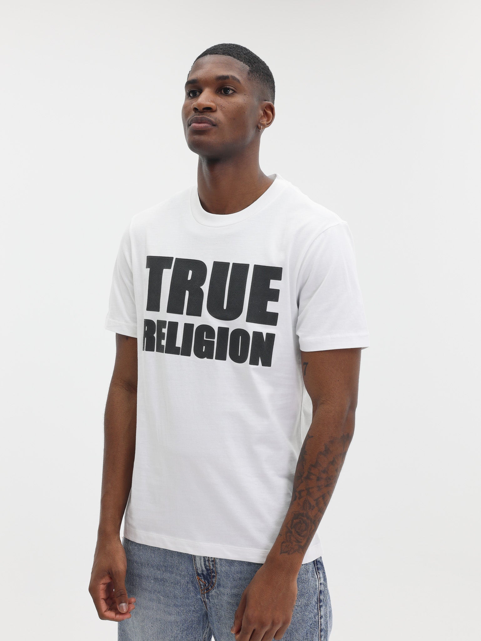 True Religion High Low Hd Tee White